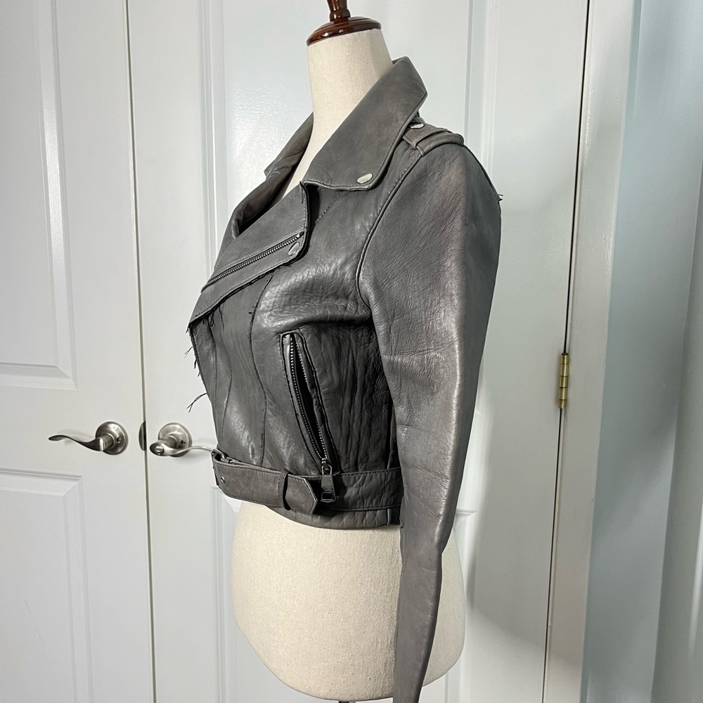 Maje 100% genuine leather motorcycle biker jacket size 36 - Picture 9 of 16